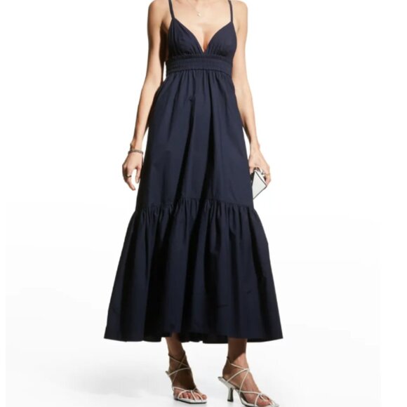 ALC Rhodes Maxi Dress Dark Navy Cotton - Size  10 - Picture 1 of 5